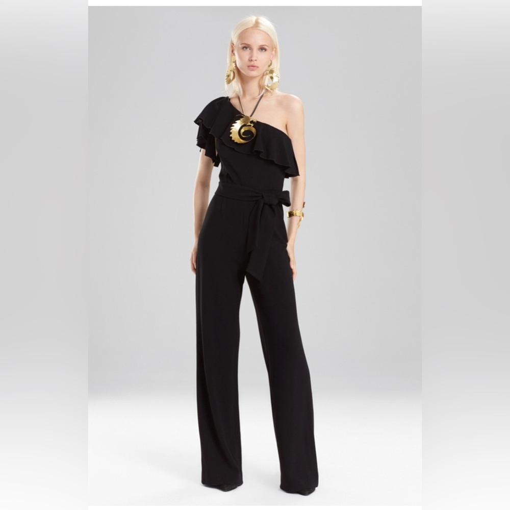 Natori One Shoulder Ruffle Jumpsuit